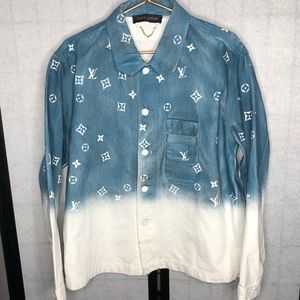 Louis Vuitton 2020 Monogram Spray Denim Button Down Shirt
